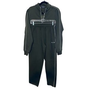 Super‎ Riders Green Half Zip Sweatshirt Jogger Set Athleisure Large Loungewear